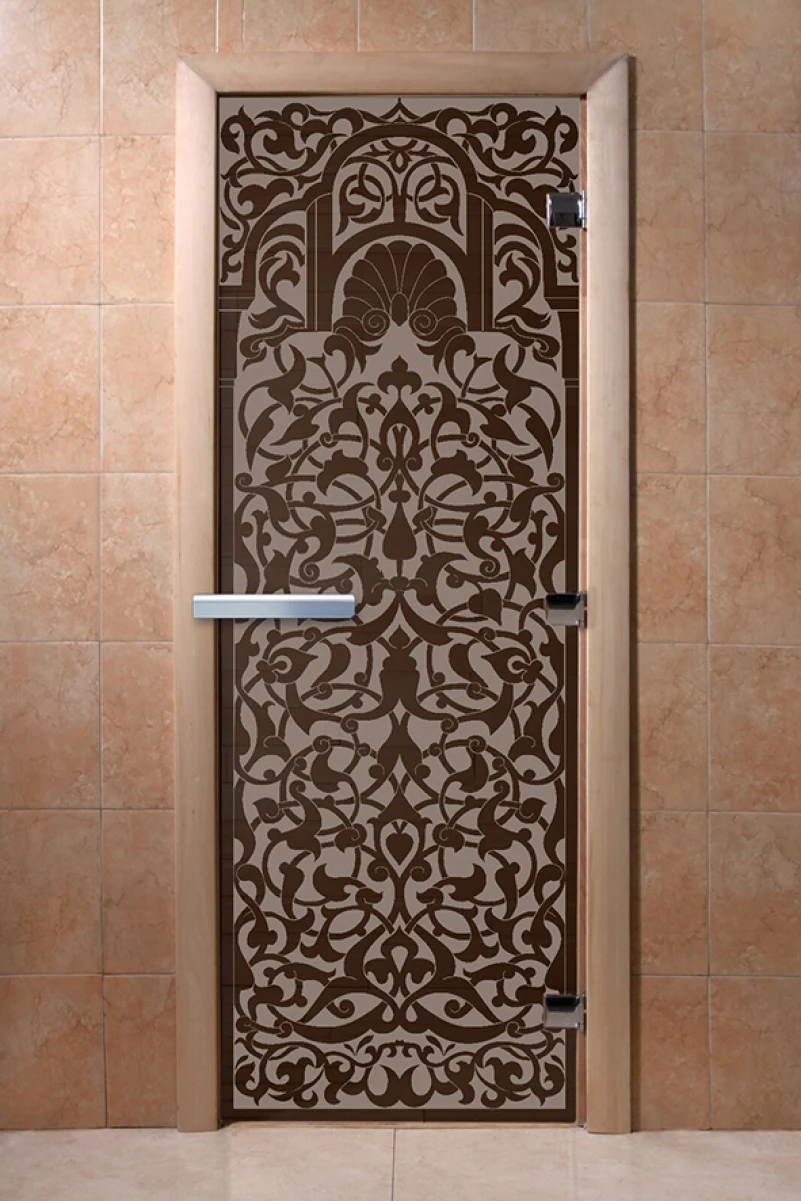 Дверь для бани DoorWood с рисунком Флоренция Графит, 2000x600 мм