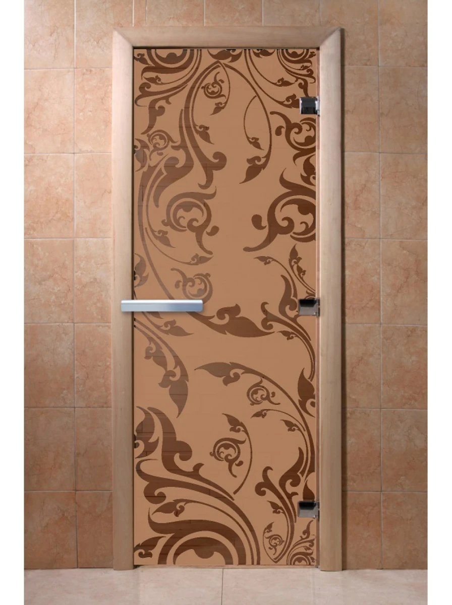 Дверь для бани DoorWood с рисунком Венеция Бронза матовая, 2000x800 мм