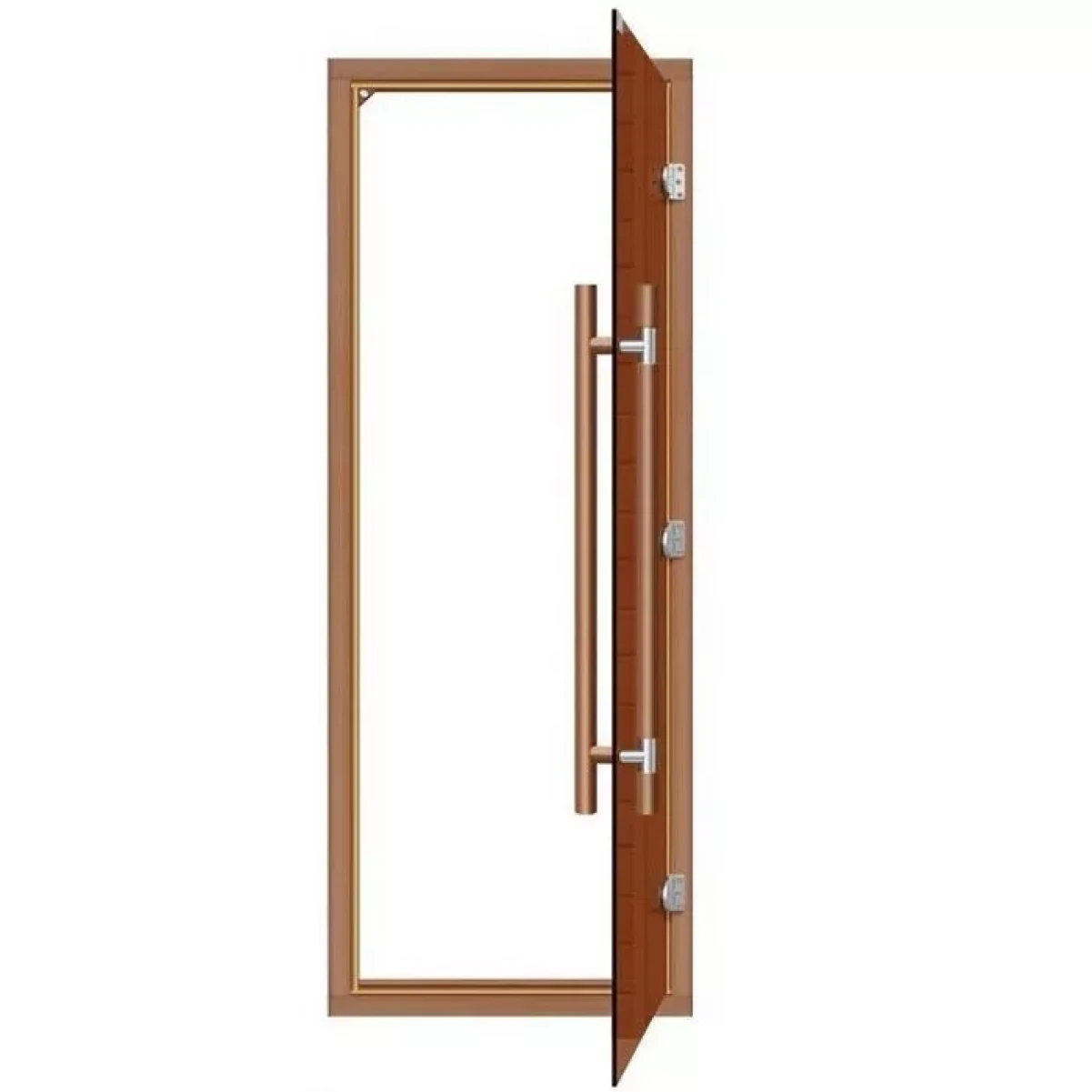 Дверь для бани стеклянная SAWO 742-4SGD-3 8/19, бронза, с порогом, кедр, прямая ручка с металлической вставкой