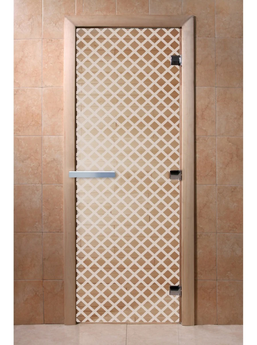 Дверь для бани DoorWood с рисунком Мираж Прозрачная, 2100x800 мм