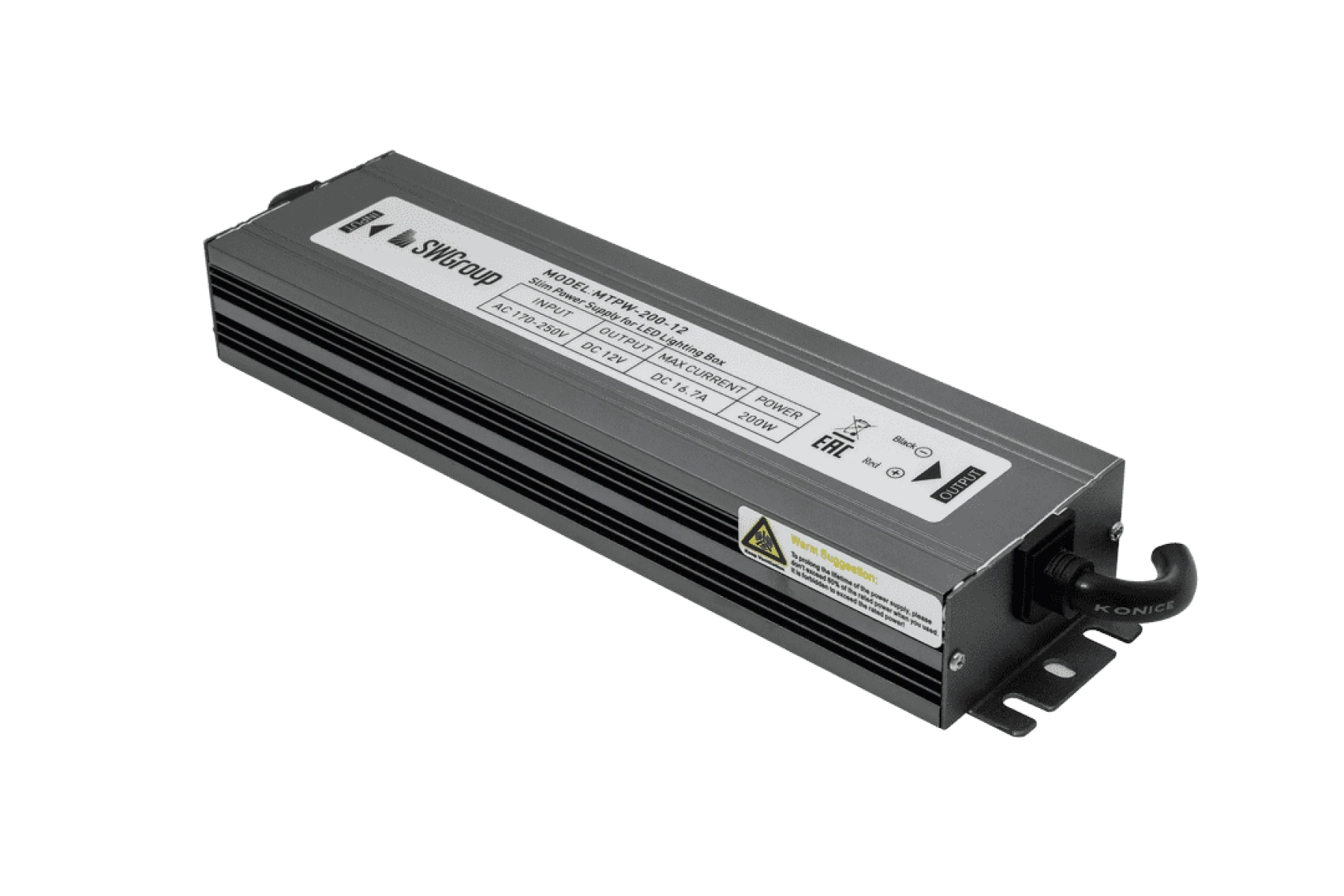 Блок питания Компактный SWG MTPW, 200W, 12V, Влагозащитный