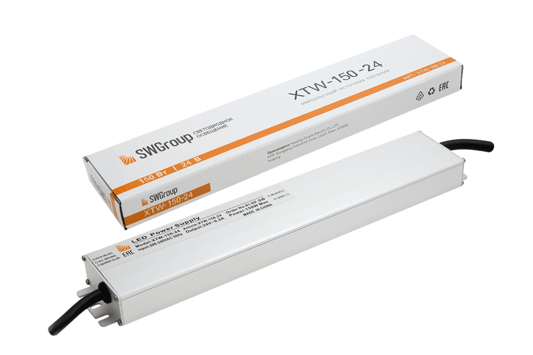 Блок питания Ультратонкий SWG XTW, IP67, 150W, 24V, Влагозащитный