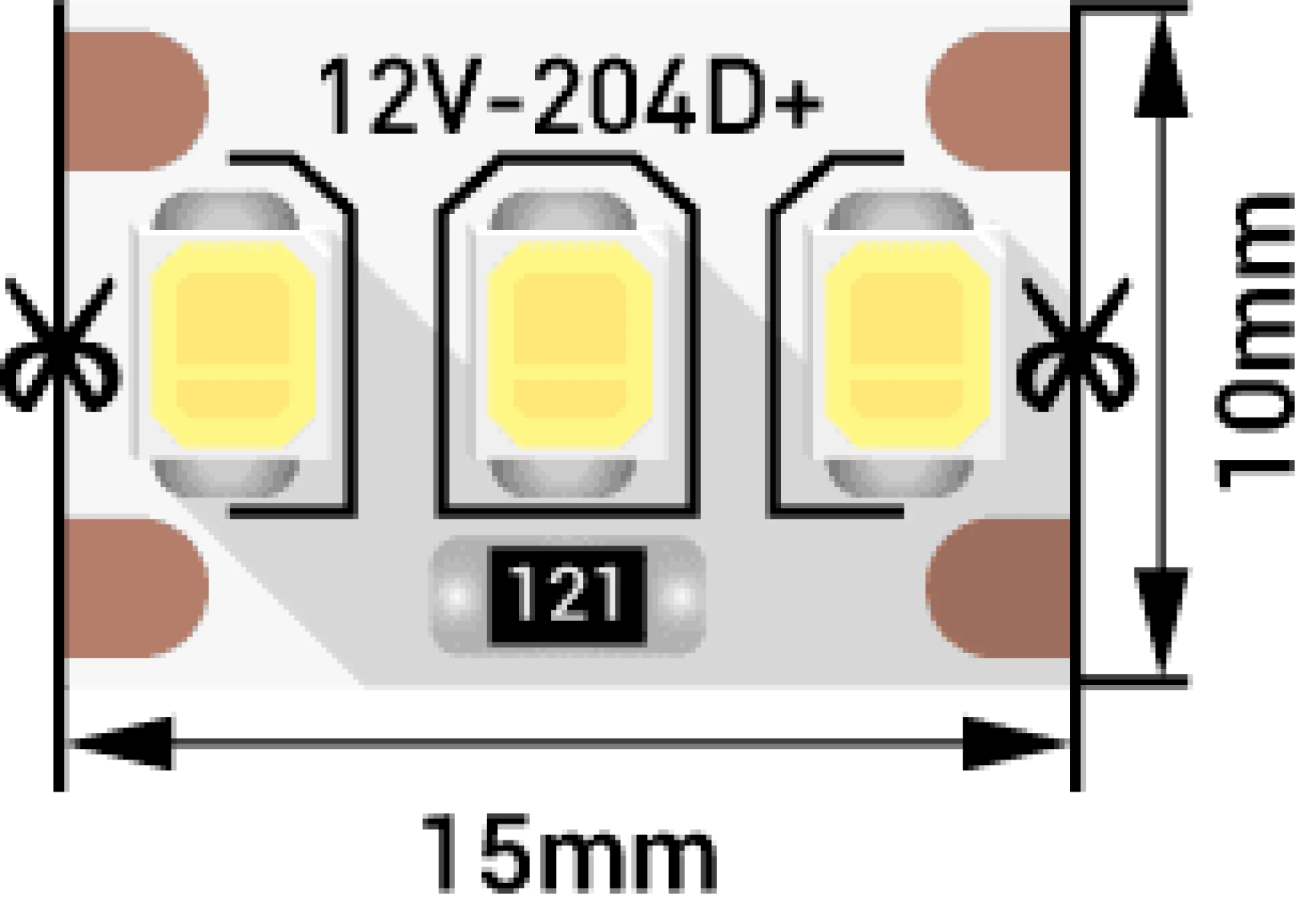 Лента со скотчем 3М светодиодная стандарт 2835, 204 LED/м, 22 Вт/м, 12В , IP20, Цвет: Нейтральный белый
