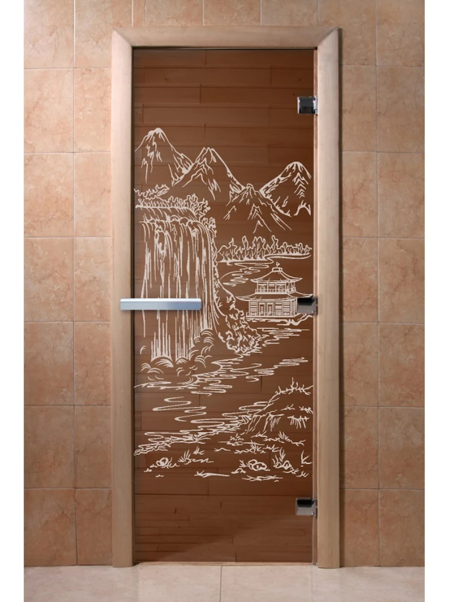 Дверь для бани DoorWood с рисунком Китай Бронза, 1800x600 мм