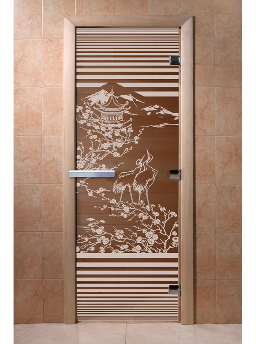 Дверь для бани DoorWood с рисунком Япония Бронза, 1800x800 мм