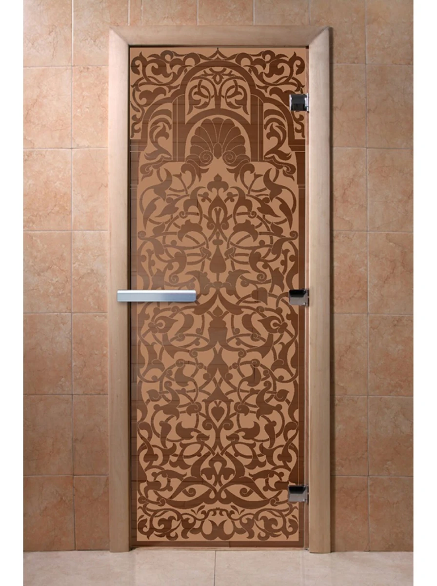 Дверь для бани DoorWood с рисунком Флоренция Бронза матовая, 1800x600 мм