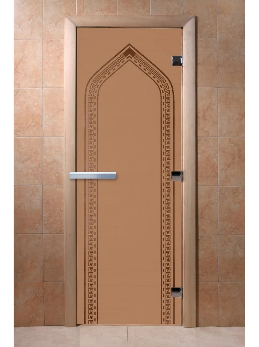 Дверь для бани DoorWood с рисунком Арка Бронза матовая, 2000x600 мм