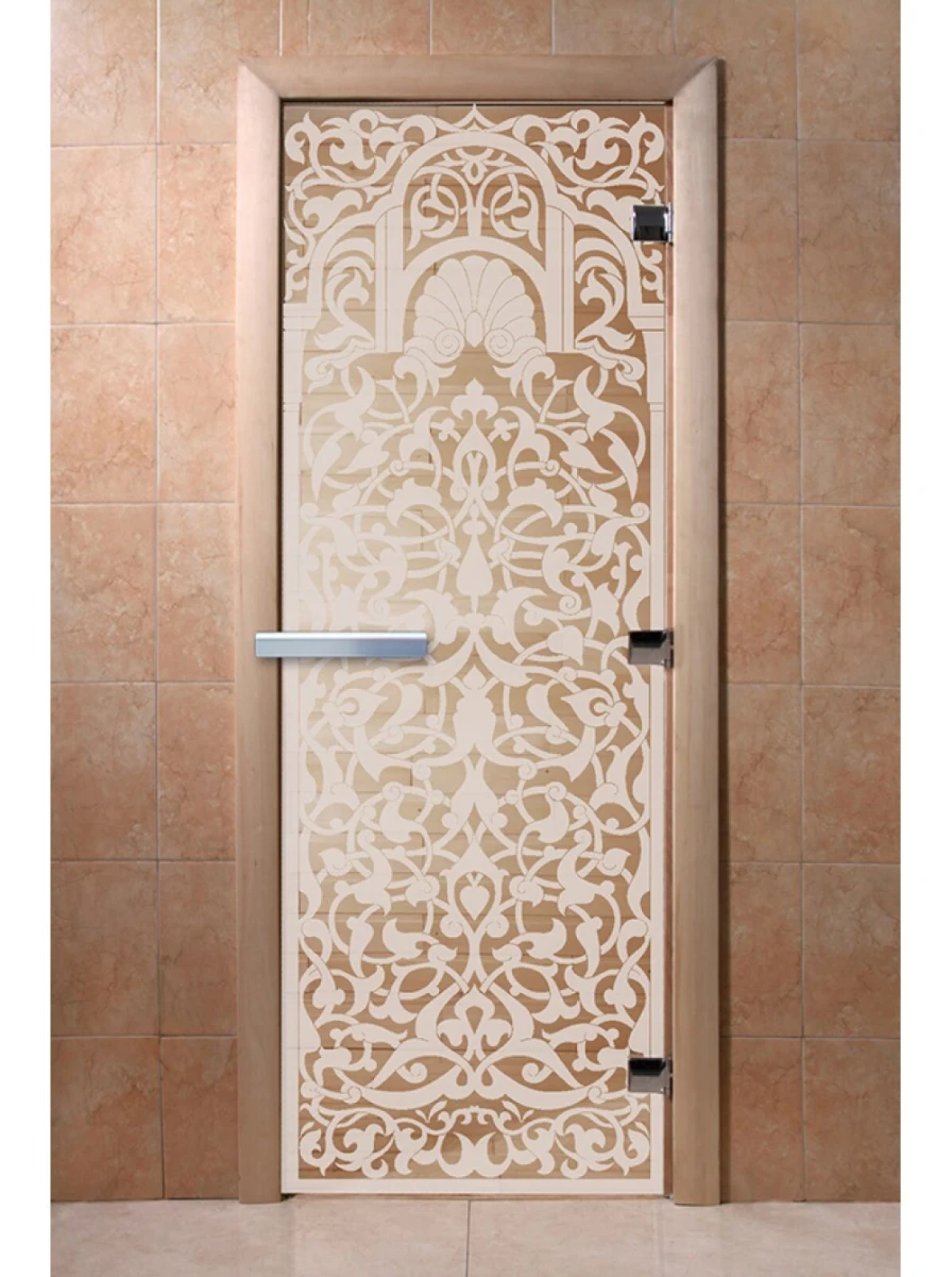 Дверь для бани DoorWood с рисунком Флоренция Сатин, 1800x800 мм