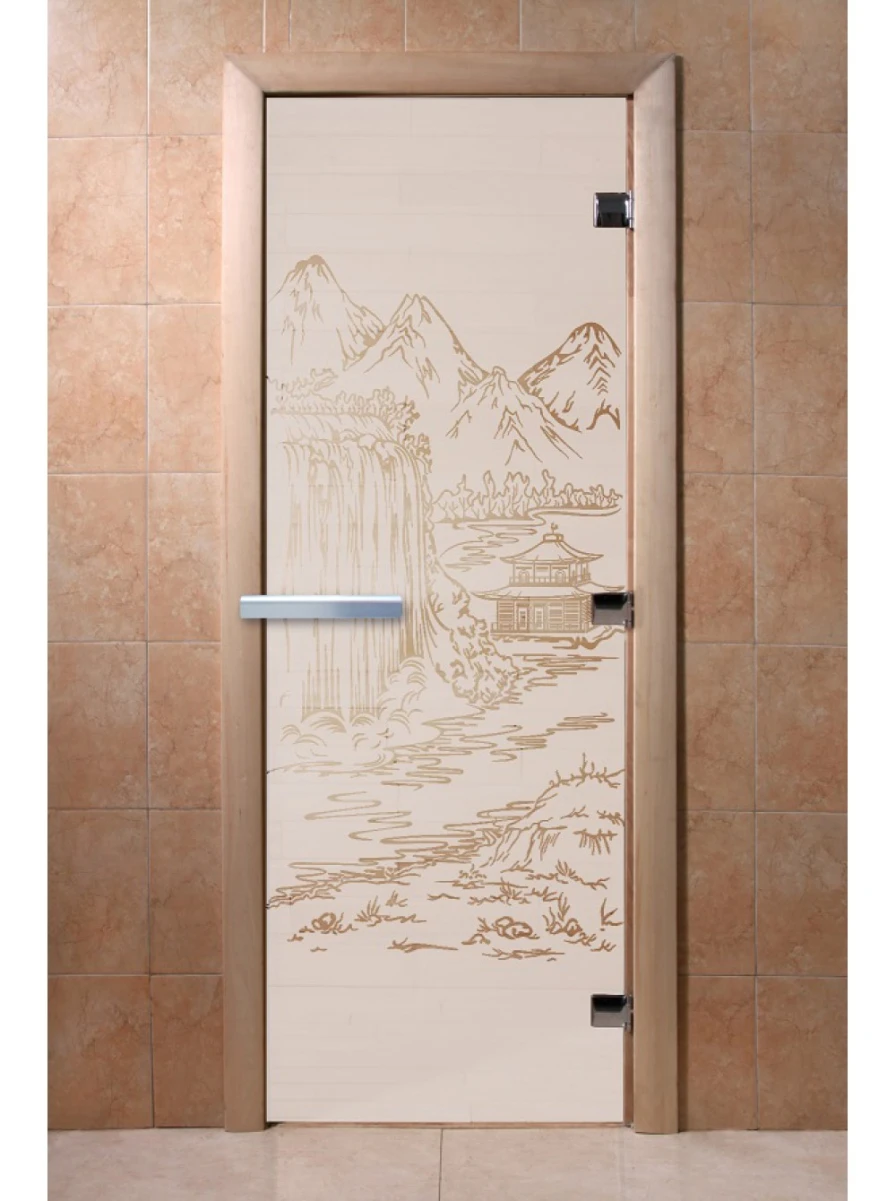 Дверь для бани DoorWood с рисунком Китай Сатин, 1800x600 мм