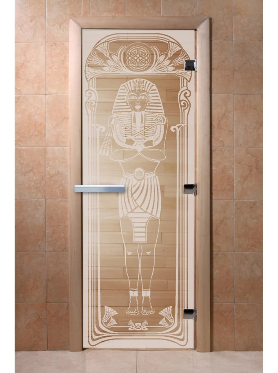 Дверь для бани DoorWood с рисунком Египет Прозрачная, 2100x900 мм