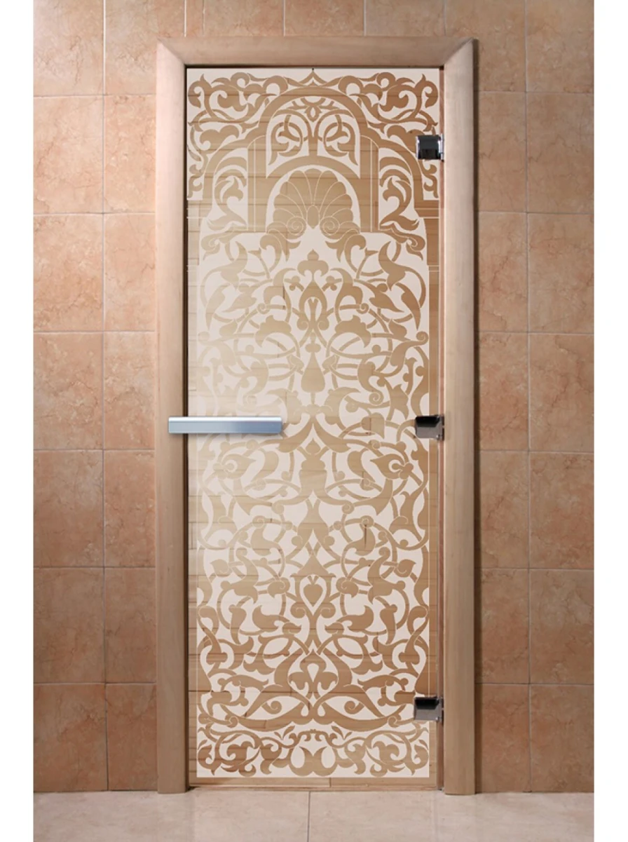 Дверь для бани DoorWood с рисунком Флоренция Прозрачная, 2100x700 мм