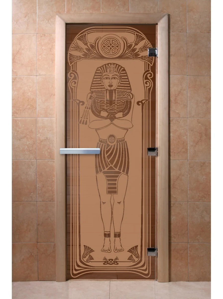 Дверь для бани DoorWood с рисунком Египет Бронза матовая, 1800x800 мм