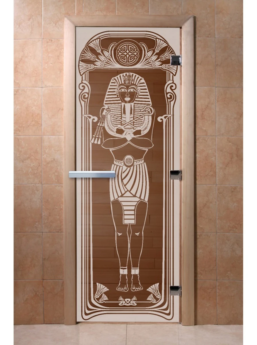 Дверь для бани DoorWood с рисунком Египет Бронза, 2000x600 мм
