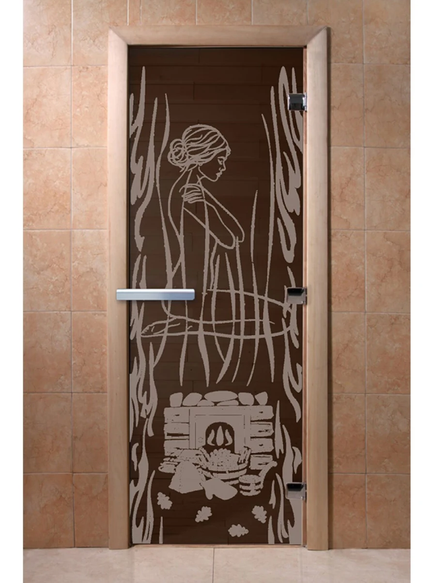 Дверь для бани DoorWood с рисунком Волшебный пар Графит, 2000x600 мм