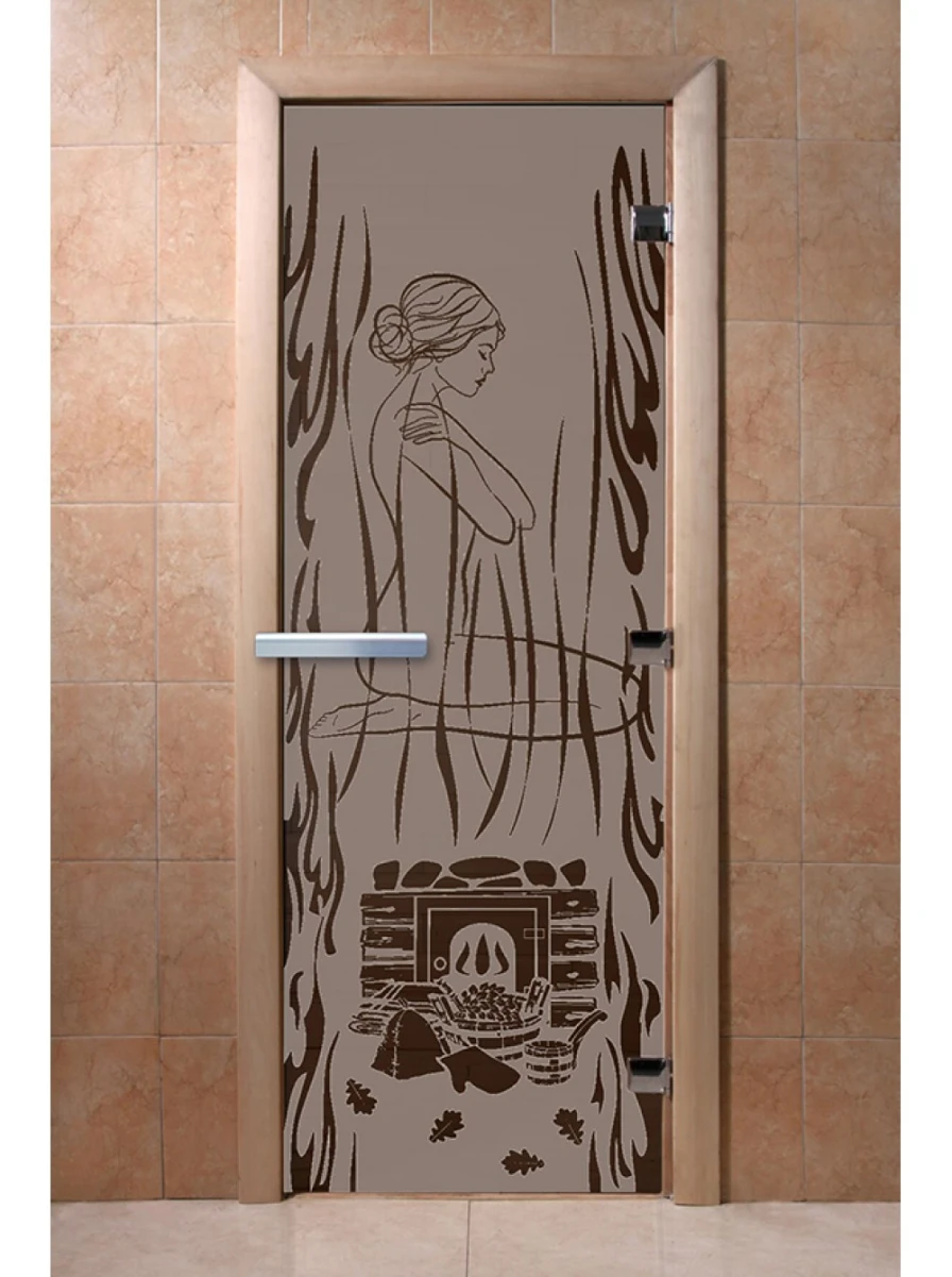 Дверь для бани DoorWood с рисунком Волшебный пар Графит матовый, 2100x800 мм