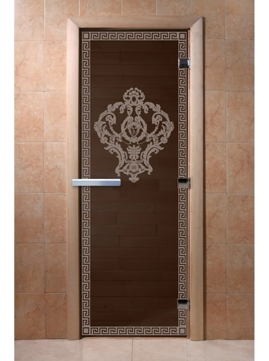 Дверь для бани DoorWood с рисунком Версаче Графит, 2100x800 мм