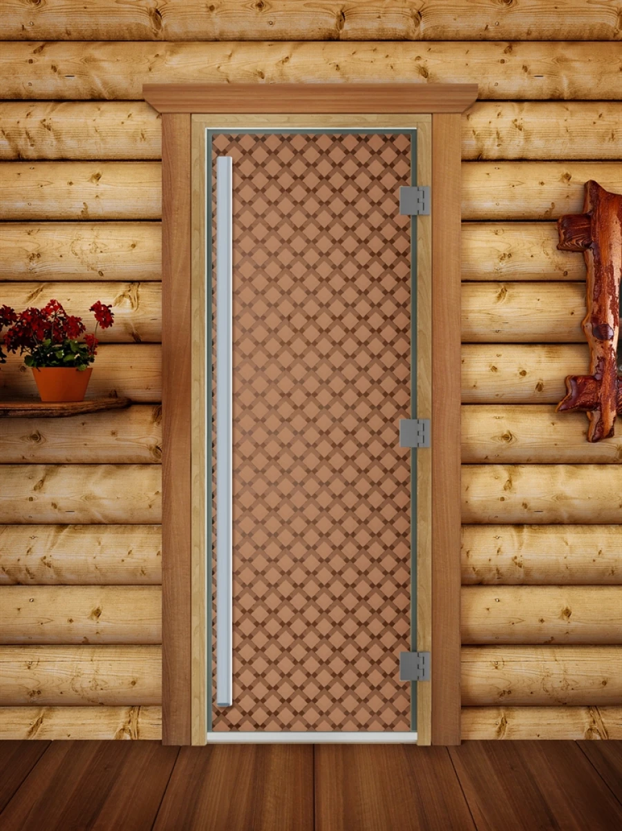Дверь для бани DoorWood Престиж с рисунком Мираж Бронза матовая, 1900x700 мм