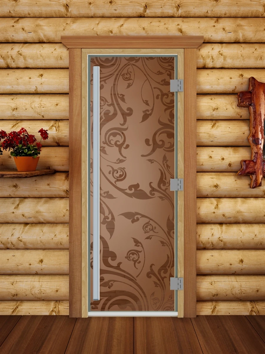 Дверь для бани DoorWood Престиж с рисунком Венеция Бронза матовая, 1900x700 мм