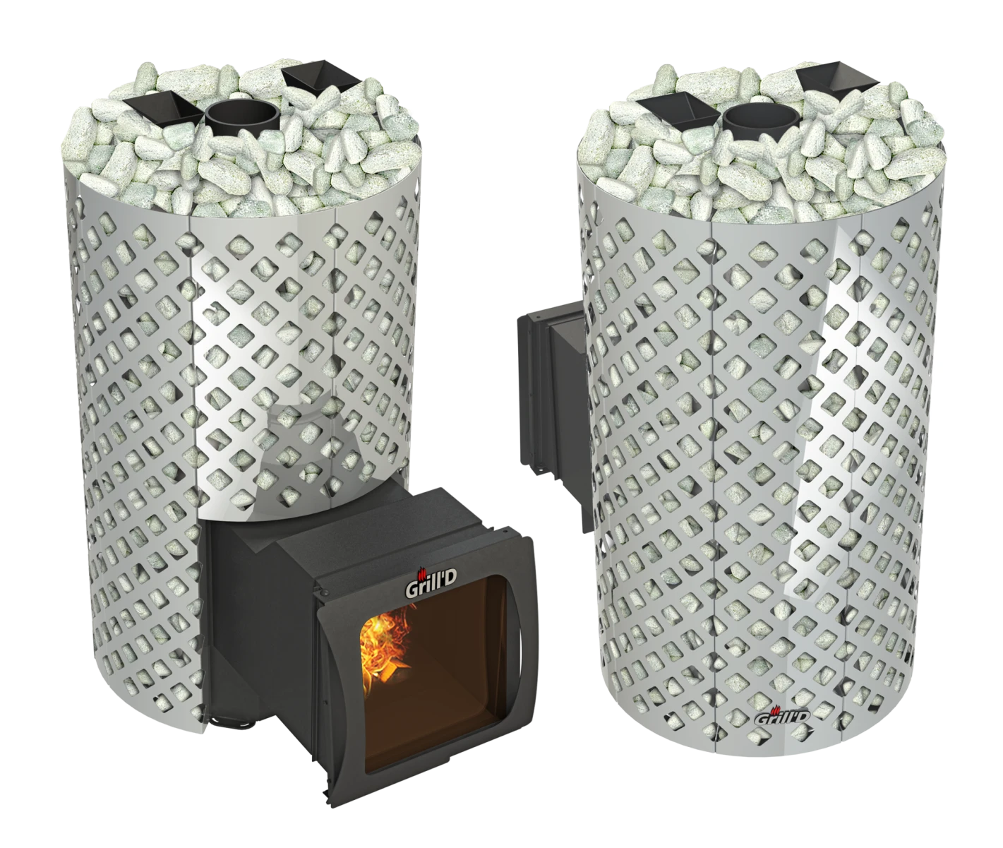 Дровяная банная печь Grill’D Violet World Steel Romb Long Window Max Pro