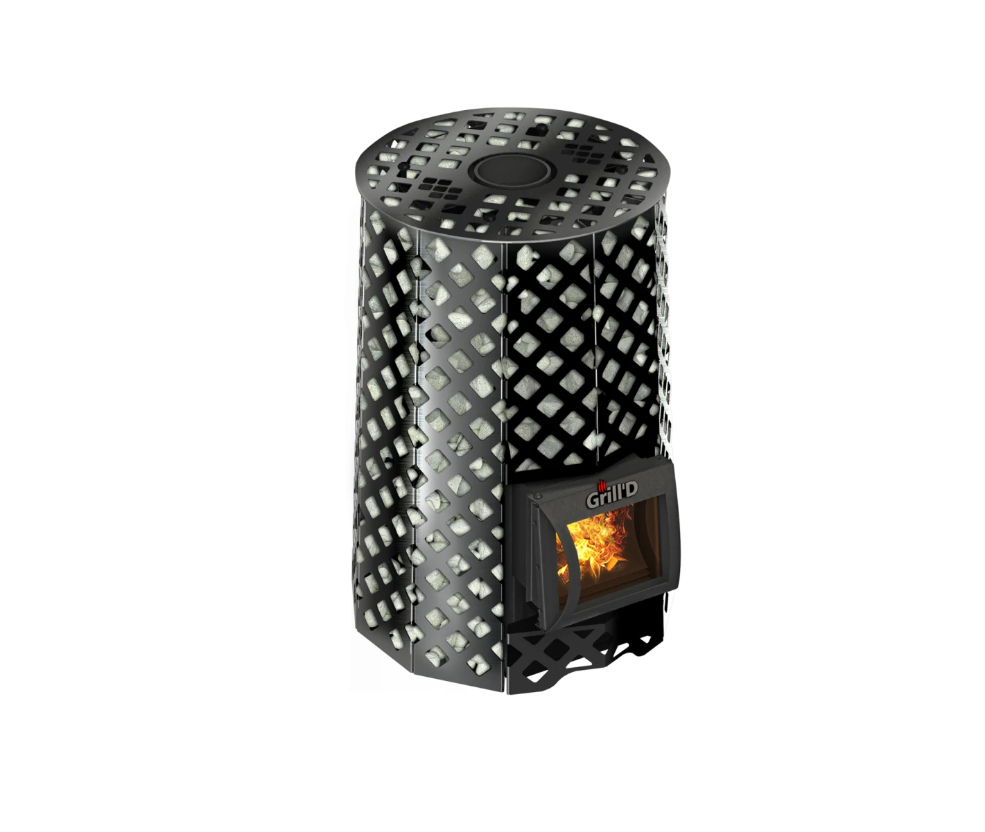 Дровяная банная печь Grill’D Violet Romb Short Pro (Камень колотый, 100 кг)