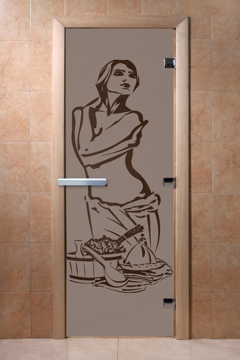 Дверь для бани DoorWood с рисунком Искушение Графит матовый, 2000x800 мм