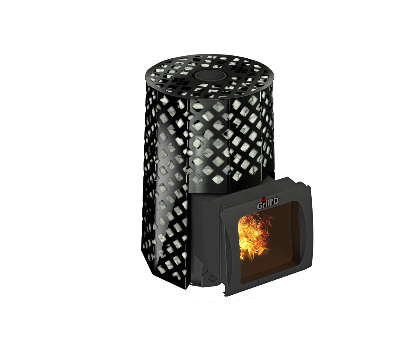 Дровяная печь для бани Grill’D Violet Romb Short Window Max (Камень колотый 100 кг)