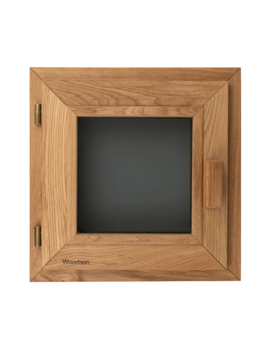 Окно Woodson PRO 40x40, стекло GREY дуб, левое