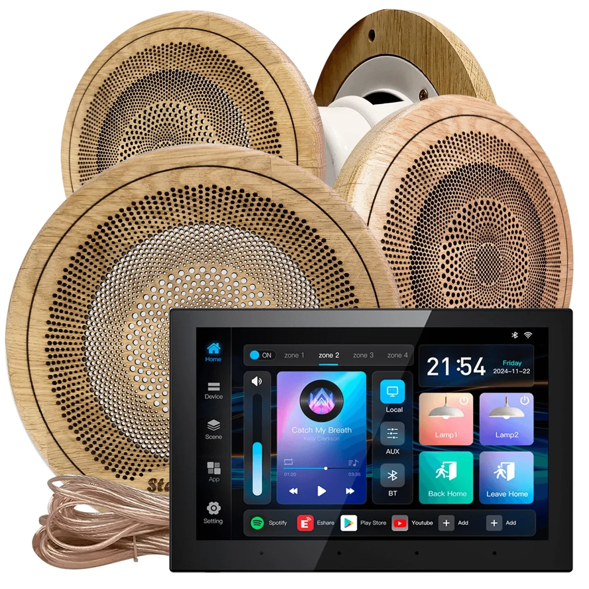 Комплект акустики для бани SW-4 SOUND Next WiFI Wood (четыре колонки, круг)