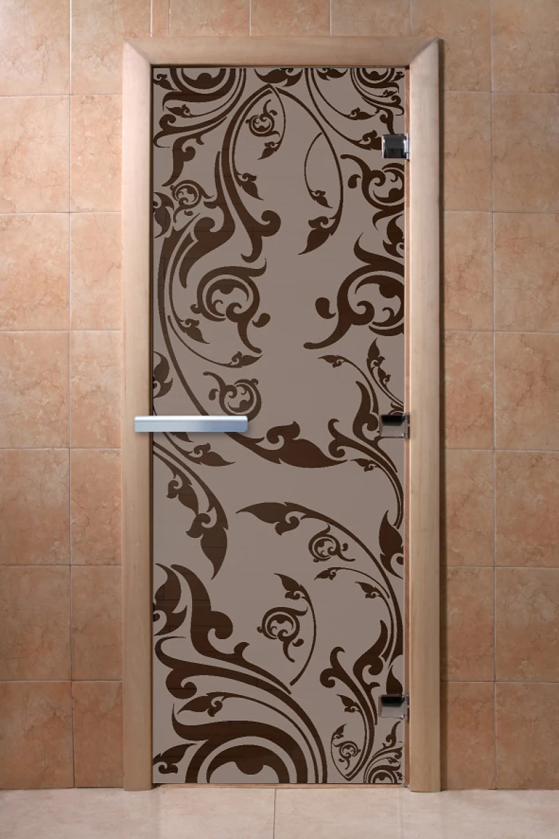 Дверь для бани DoorWood с рисунком Венеция Графит матовый, 2100x700 мм