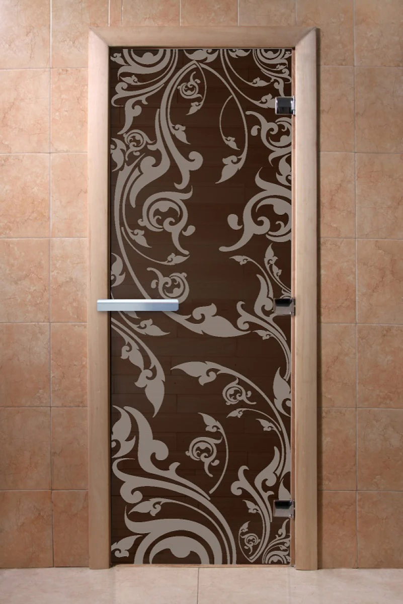 Дверь для бани DoorWood с рисунком Венеция Графит, 2000x700 мм